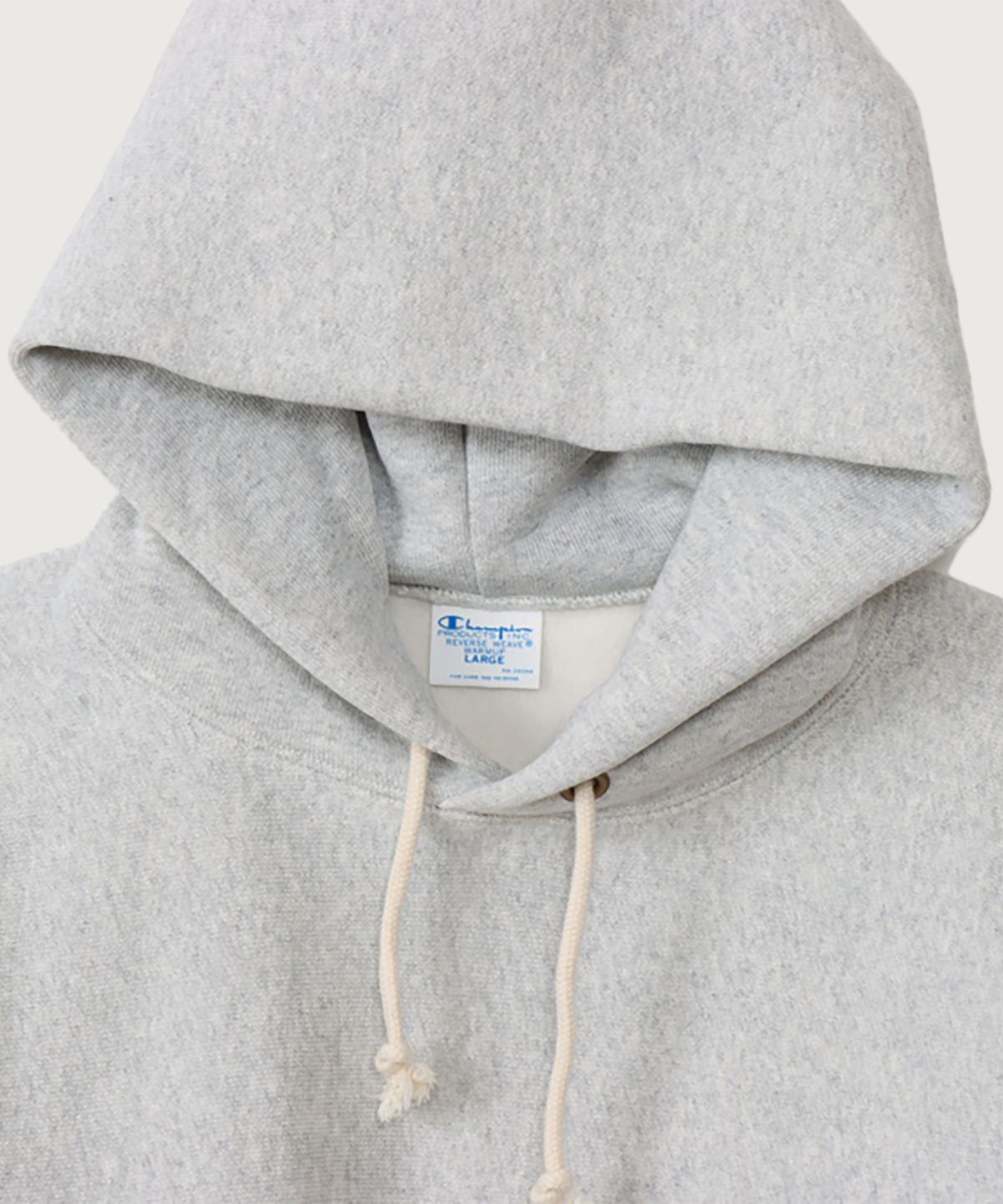 챔피온(CHAMPION) 리버스위브 블루택 C로고 오버핏 기모 후드 티셔츠 Silver Grey
