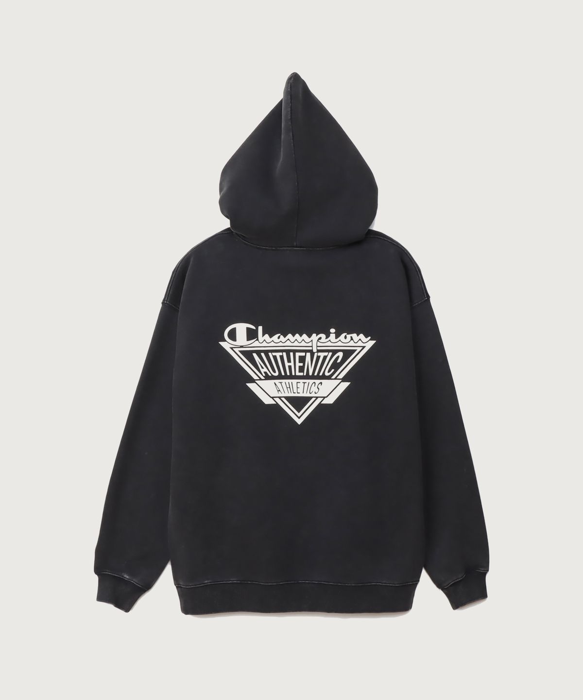 챔피온(CHAMPION) 조그택 어센틱 로고 오버핏 후드 티셔츠 Black