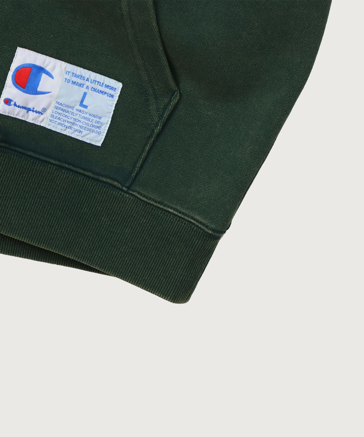 챔피온(CHAMPION) 조그택 어센틱 로고 오버핏 후드 티셔츠 Dark Green