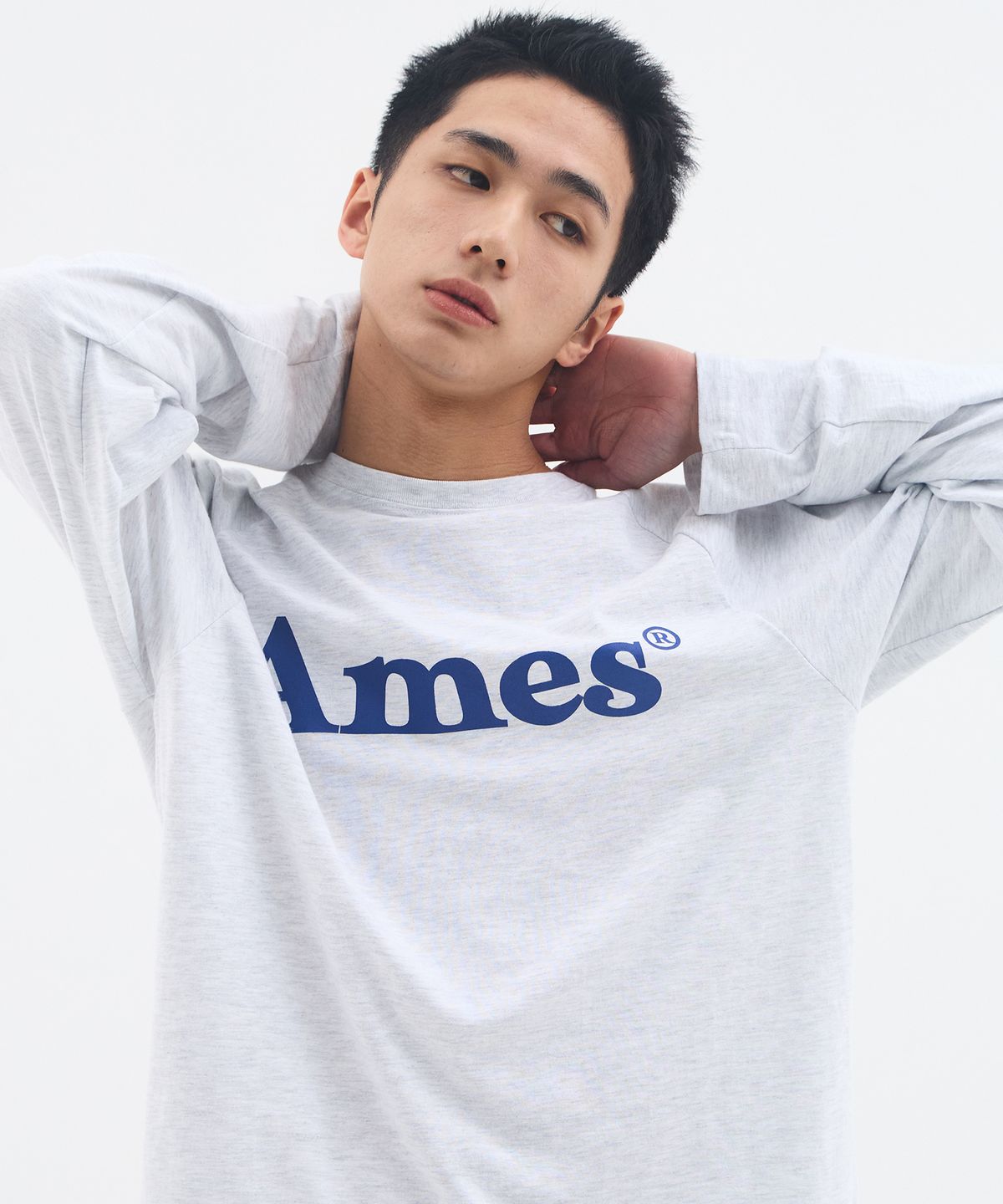 아메스 월드와이드(AMES-WORLDWIDE) BASIC LOGO LONGSLEEVE TEE LIGHT GREY