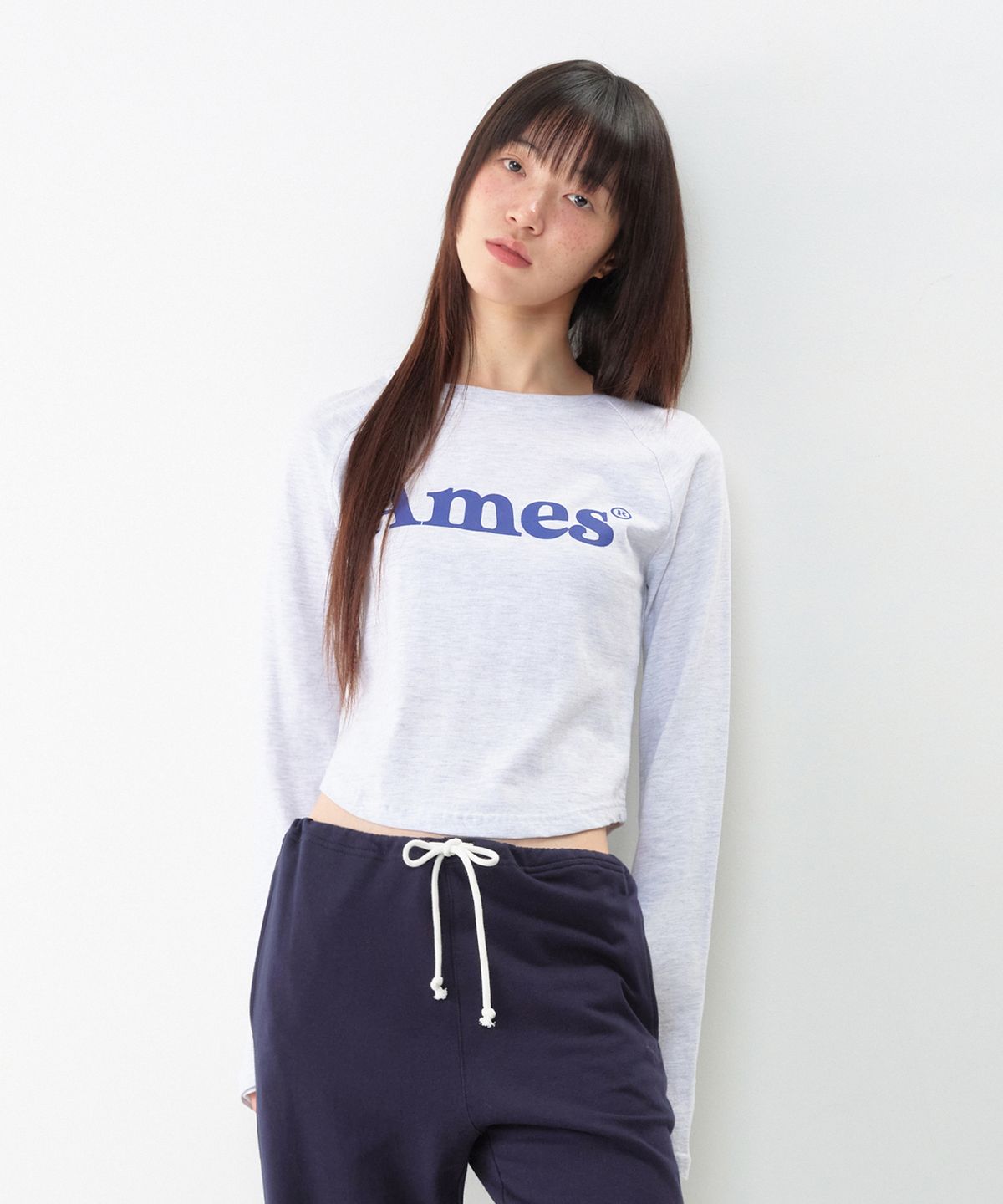 아메스 월드와이드(AMES-WORLDWIDE) BASIC LOGO LONGSLEEVE TEE LIGHT GREY
