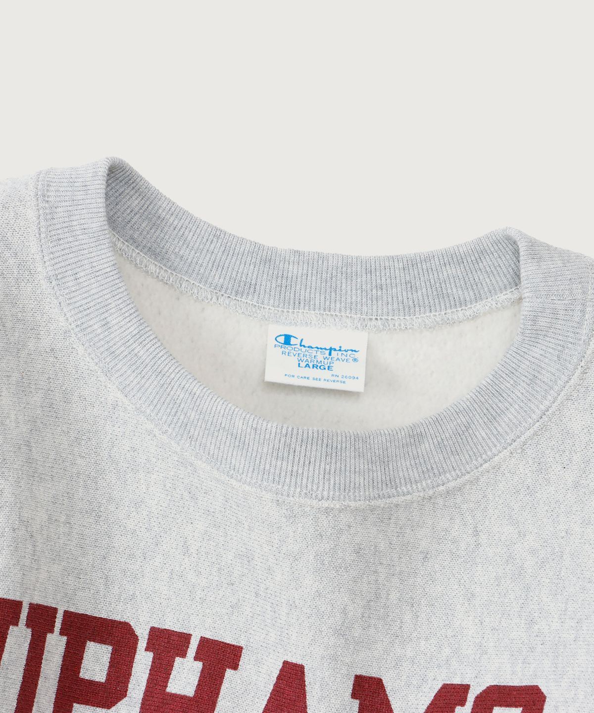 챔피온(CHAMPION) 리버스위브 블루택 레귤러핏 기모 컬리지 스웨트셔츠 Silver Grey