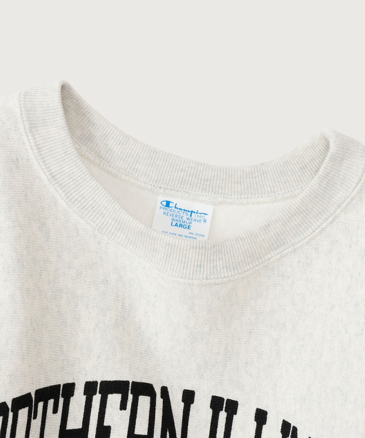 챔피온(CHAMPION) 리버스위브 블루택 레귤러핏 기모 컬리지 스웨트셔츠 Natural