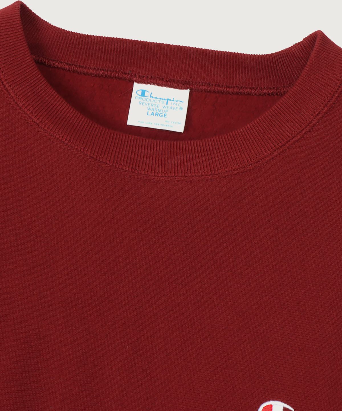 챔피온(CHAMPION) 리버스위브 블루택 C로고 루즈핏 기모 스웨트셔츠 Burgundy