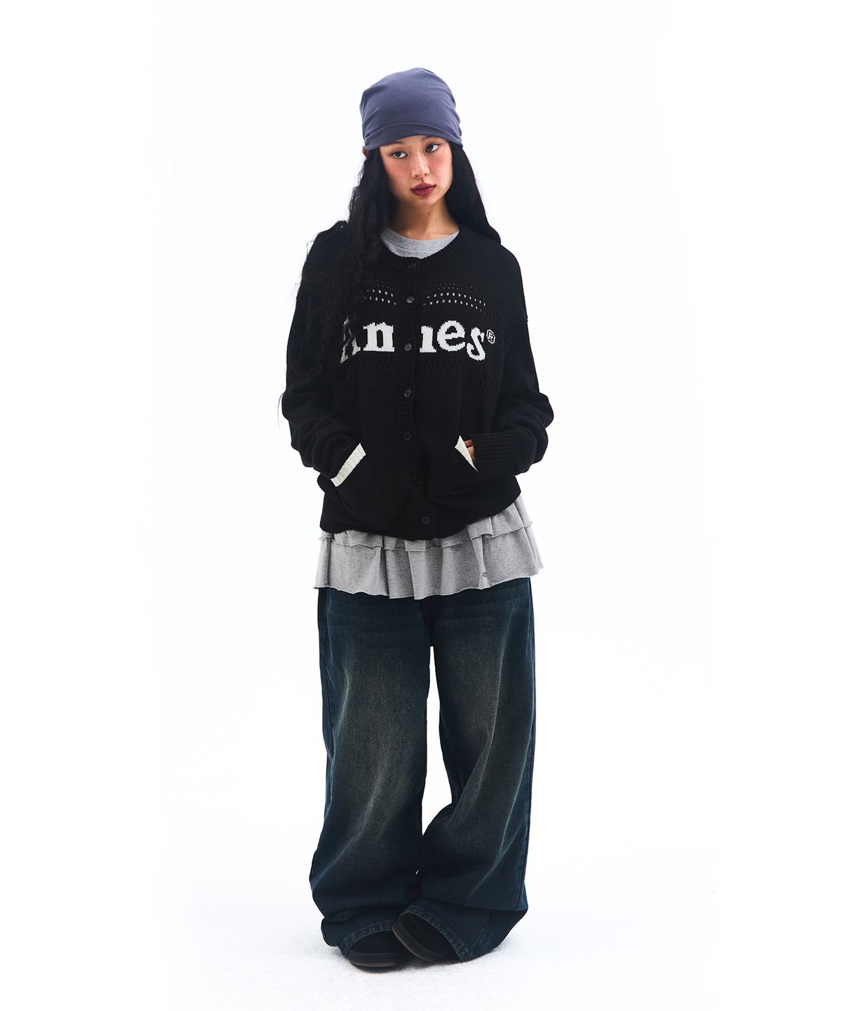 아메스 월드와이드(AMES-WORLDWIDE) PUNCHED CARDIGAN BLACK