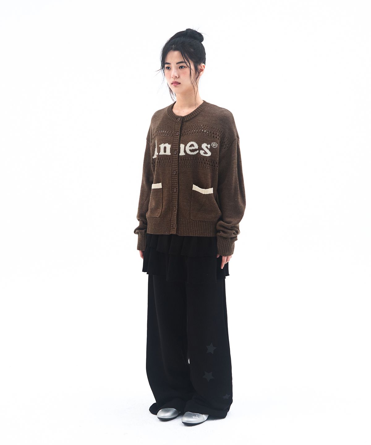 아메스 월드와이드(AMES-WORLDWIDE) PUNCHED CARDIGAN BROWN