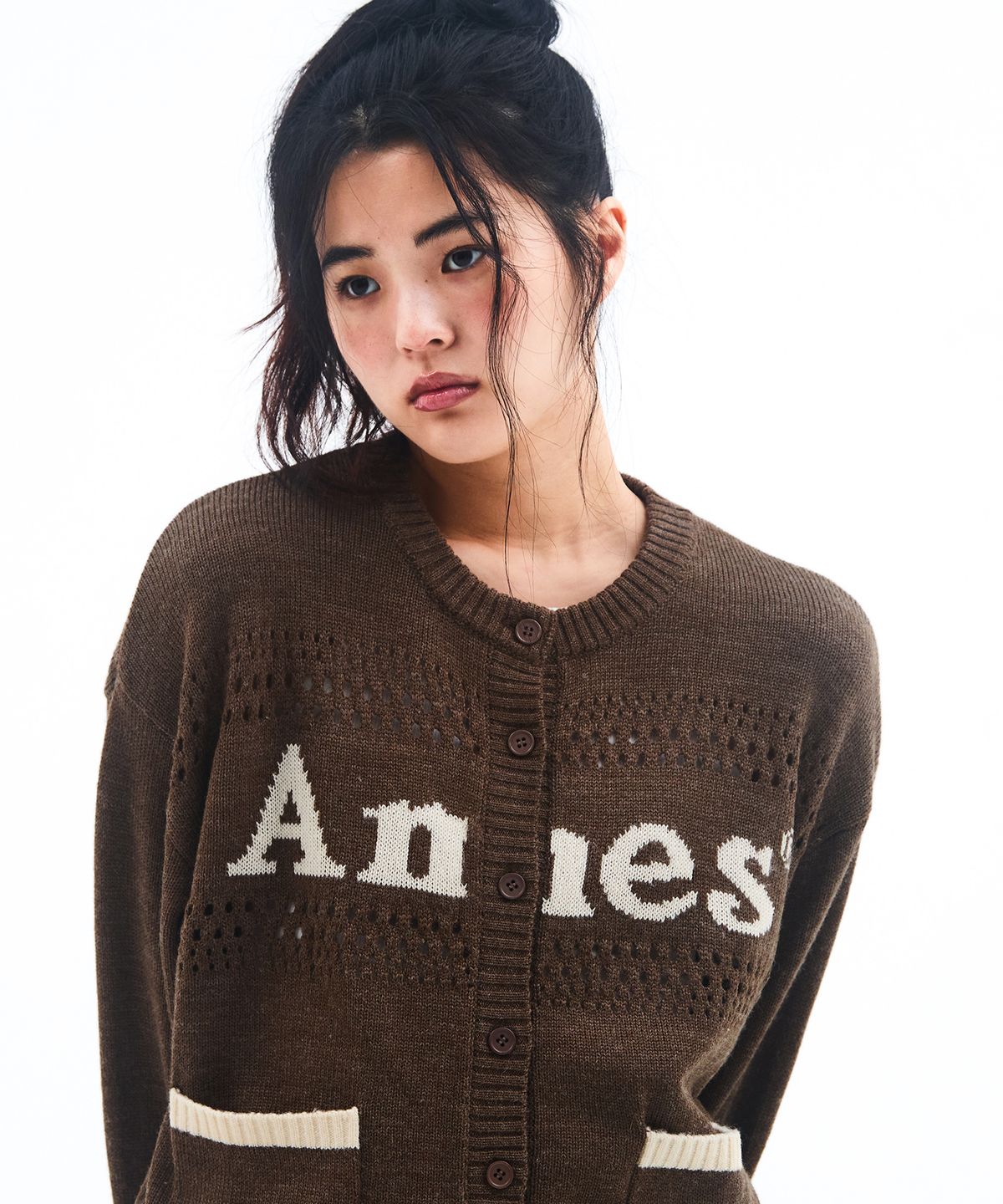 아메스 월드와이드(AMES-WORLDWIDE) PUNCHED CARDIGAN BROWN