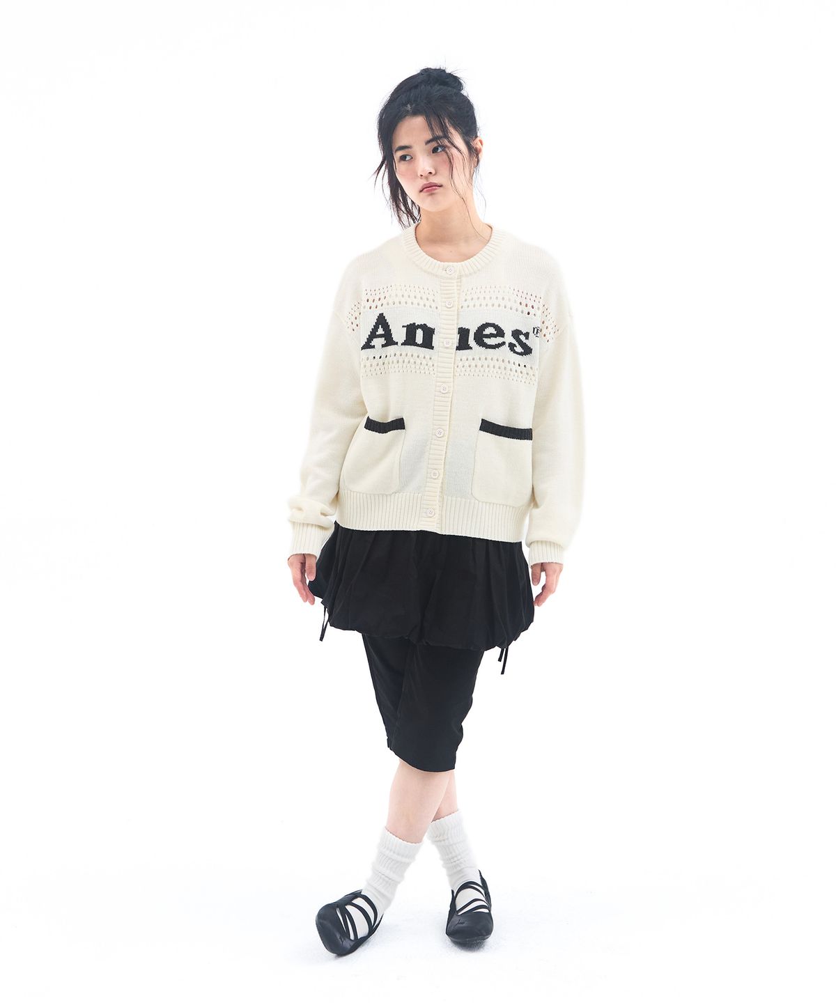 아메스 월드와이드(AMES-WORLDWIDE) PUNCHED CARDIGAN IVORY
