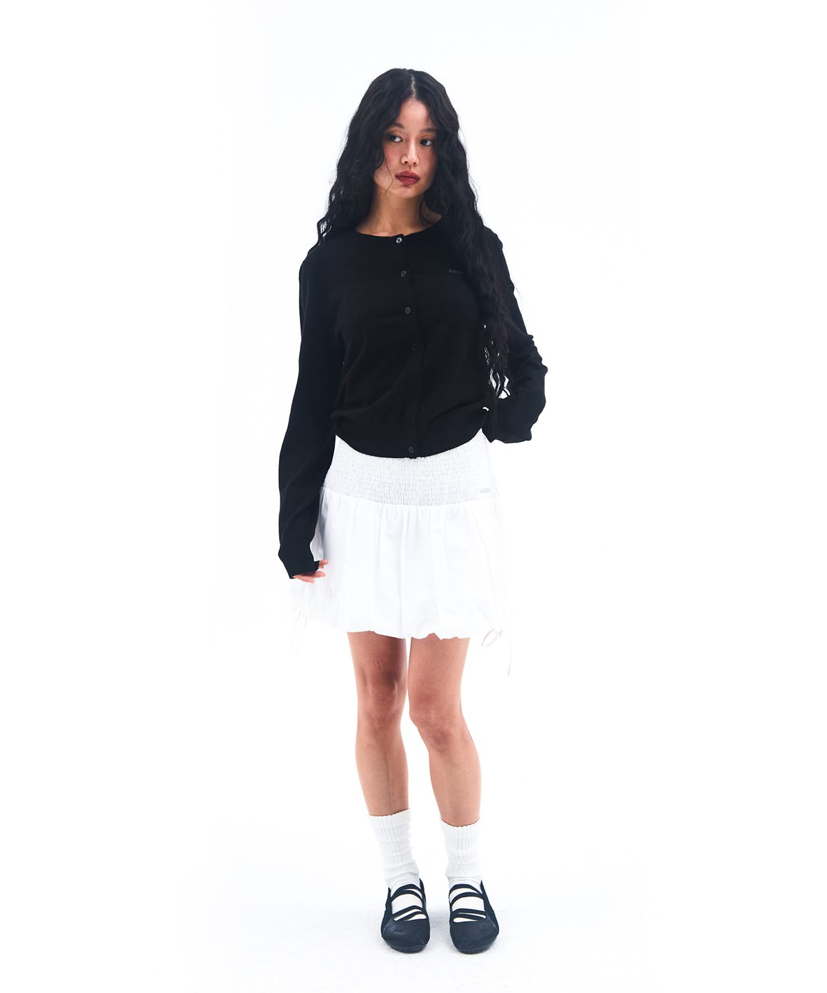아메스 월드와이드(AMES-WORLDWIDE) BASIC ROUND NECK CARDIGAN BLACK
