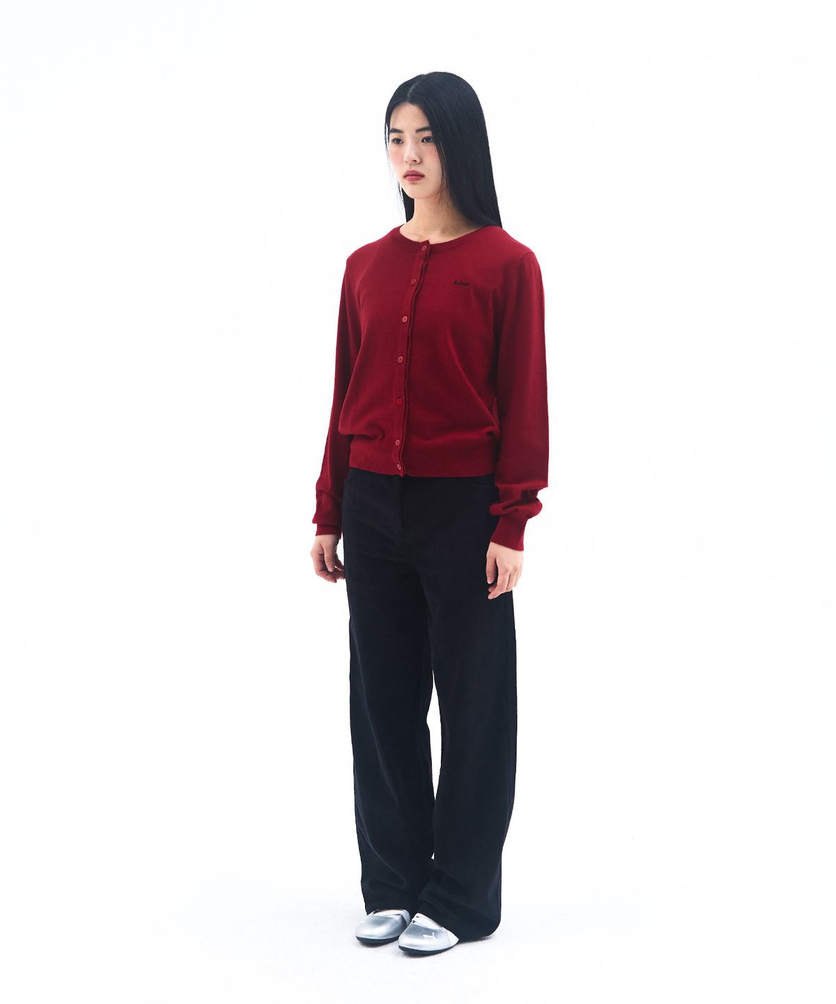 아메스 월드와이드(AMES-WORLDWIDE) BASIC ROUND NECK CARDIGAN RED