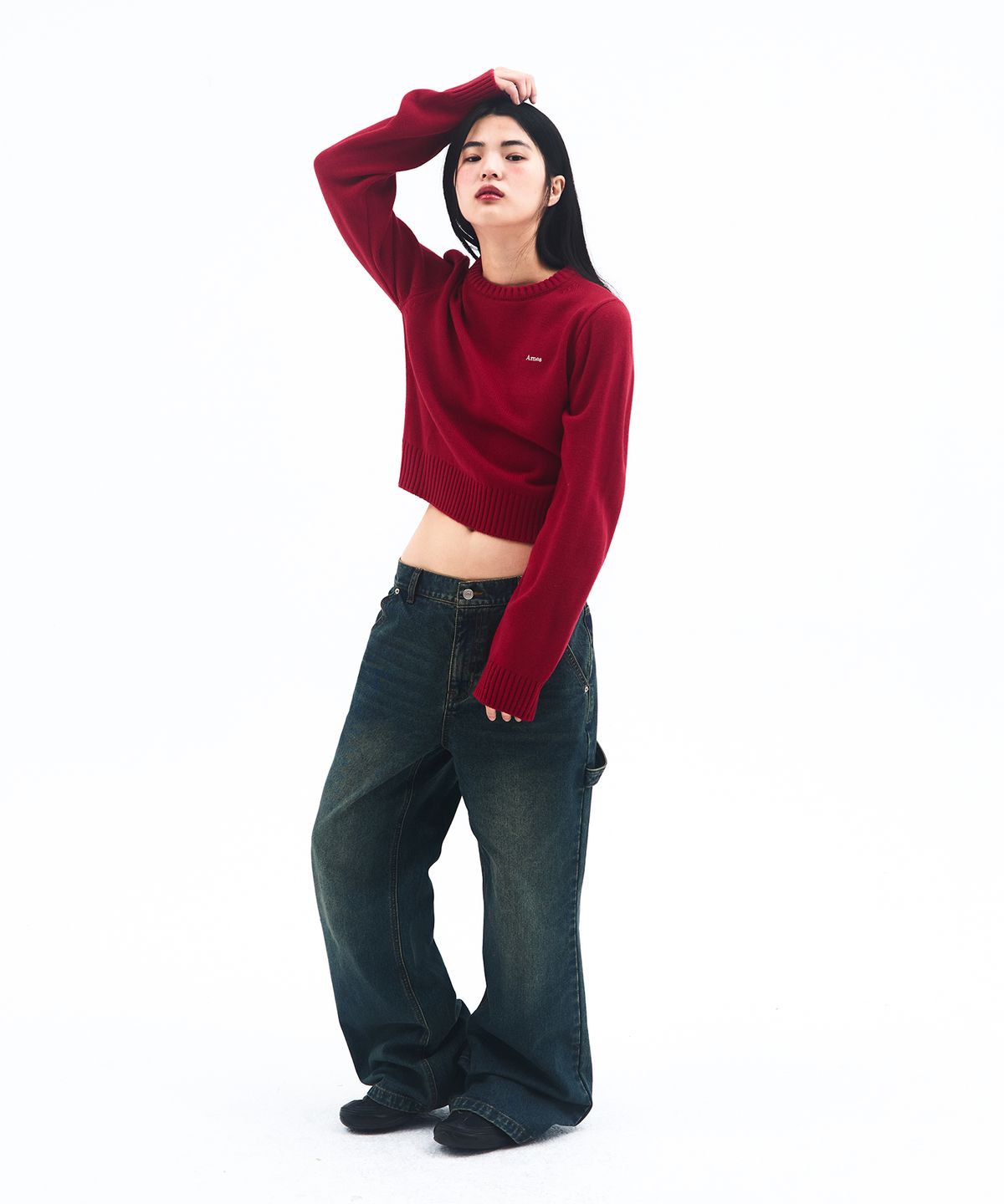 아메스 월드와이드(AMES-WORLDWIDE) BASIC SMALL LOGO KNIT RED