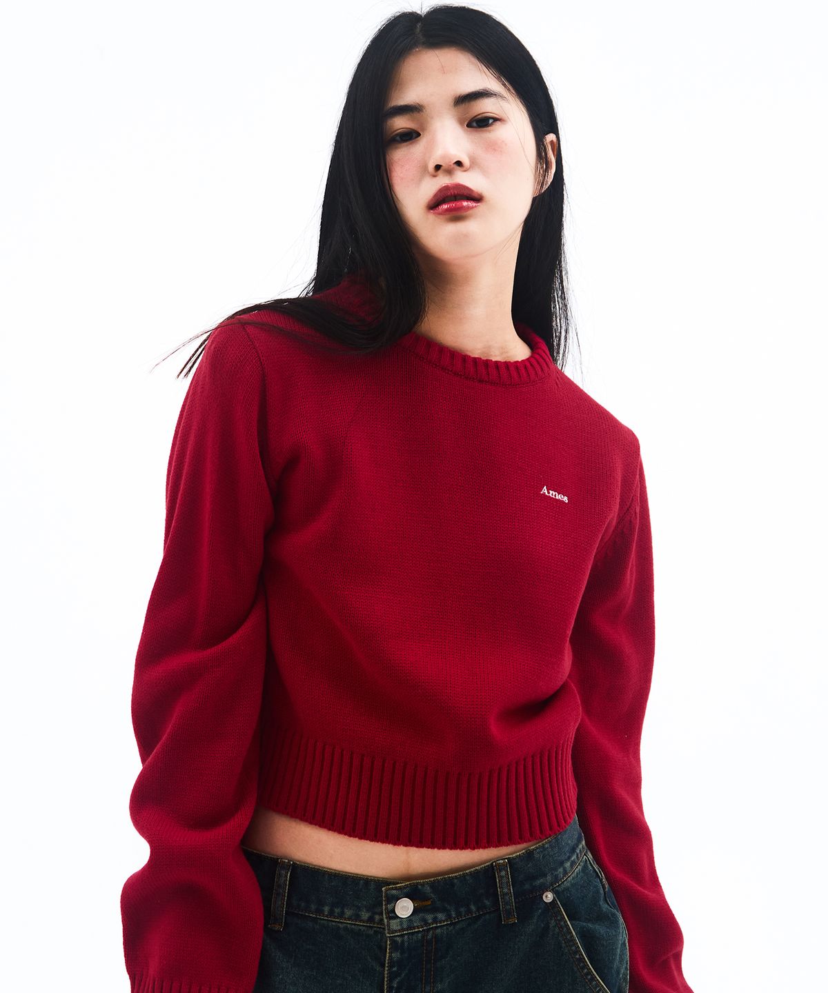 아메스 월드와이드(AMES-WORLDWIDE) BASIC SMALL LOGO KNIT RED