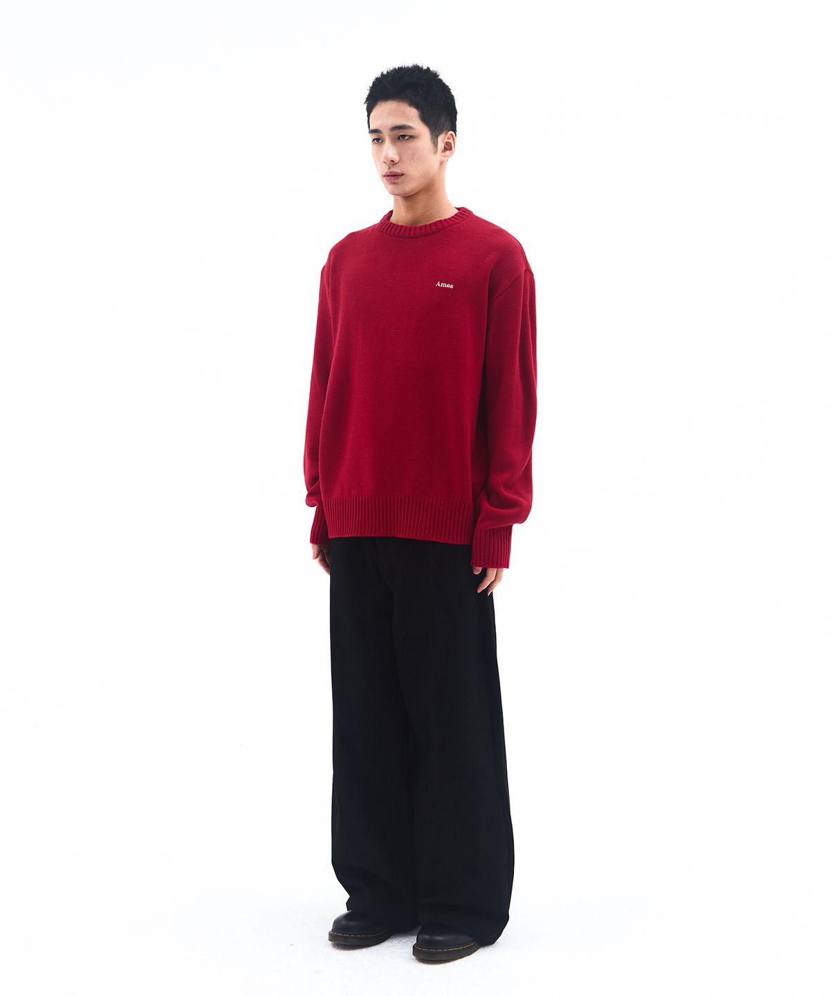 아메스 월드와이드(AMES-WORLDWIDE) BASIC SMALL LOGO KNIT RED