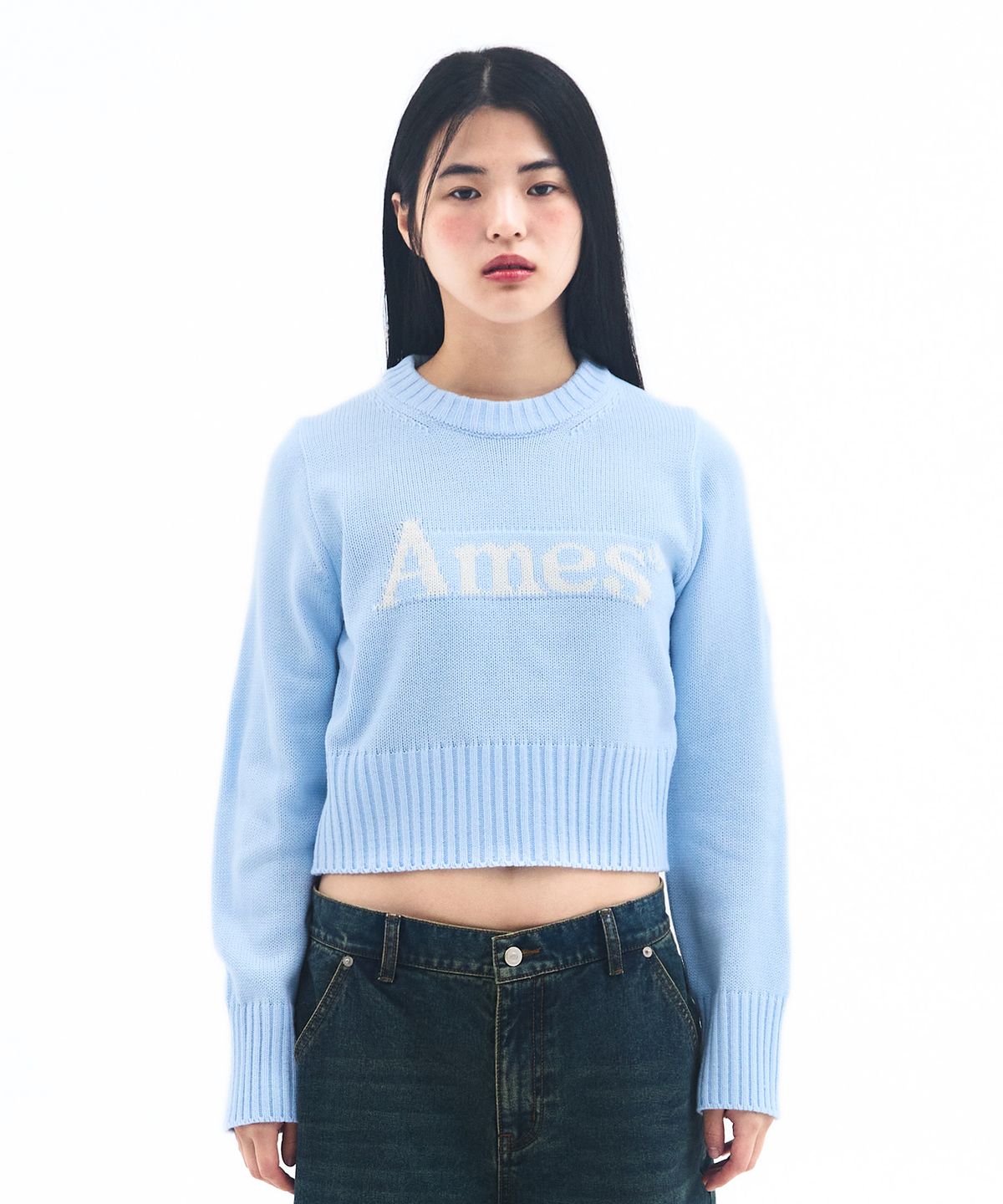 아메스 월드와이드(AMES-WORLDWIDE) BASIC PULLOVER KNIT LIGHT BLUE