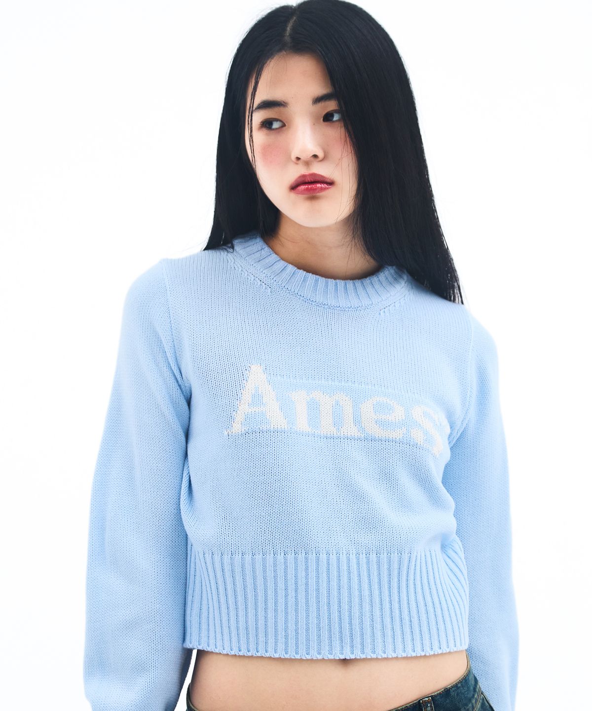 아메스 월드와이드(AMES-WORLDWIDE) BASIC PULLOVER KNIT LIGHT BLUE