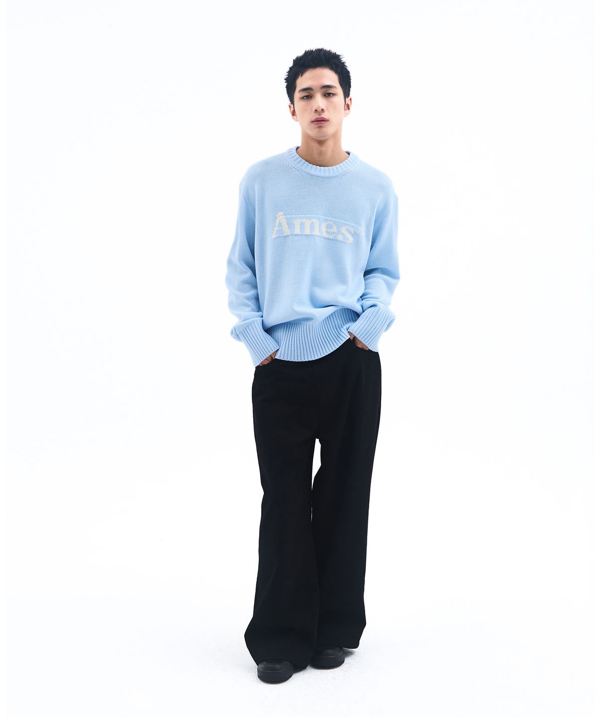 아메스 월드와이드(AMES-WORLDWIDE) BASIC PULLOVER KNIT LIGHT BLUE