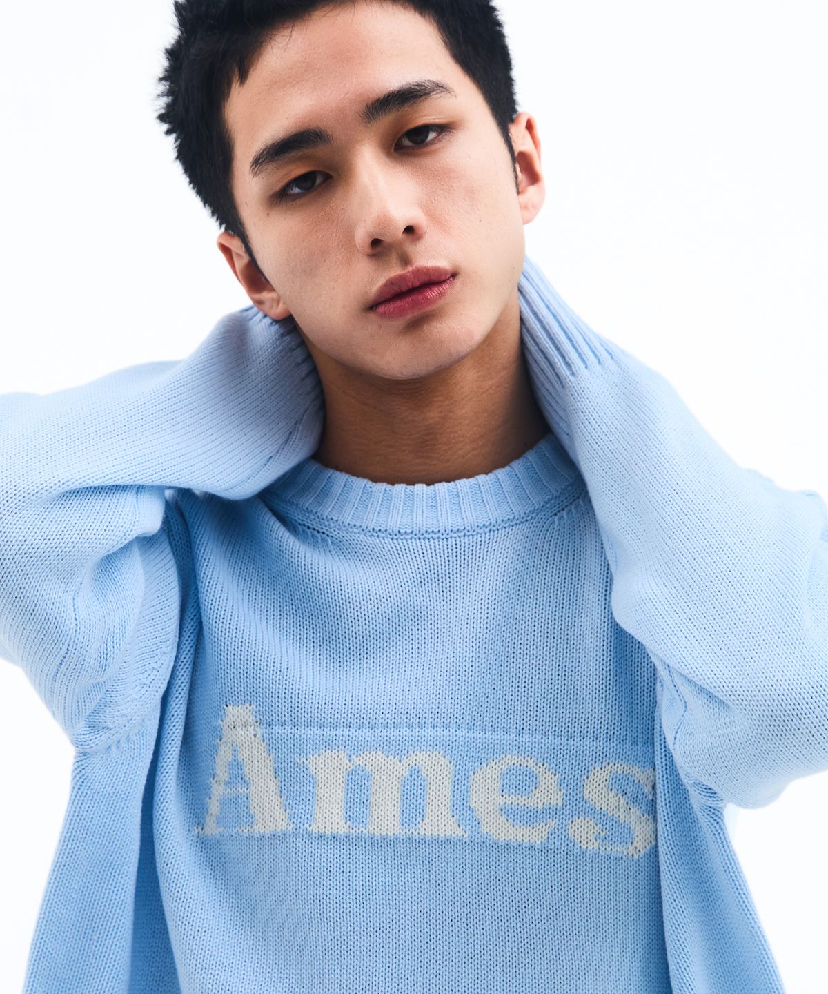 아메스 월드와이드(AMES-WORLDWIDE) BASIC PULLOVER KNIT LIGHT BLUE