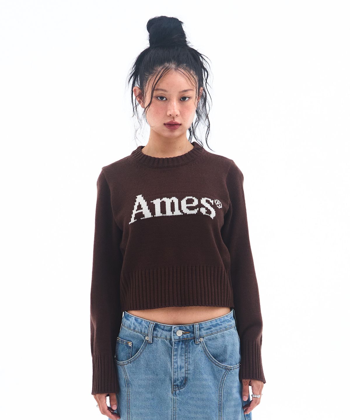 아메스 월드와이드(AMES-WORLDWIDE) BASIC PULLOVER KNIT BROWN