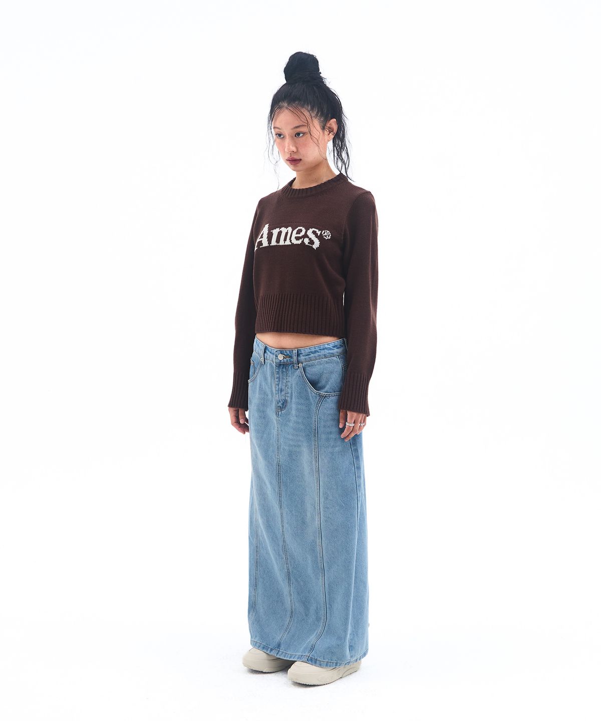 아메스 월드와이드(AMES-WORLDWIDE) BASIC PULLOVER KNIT BROWN