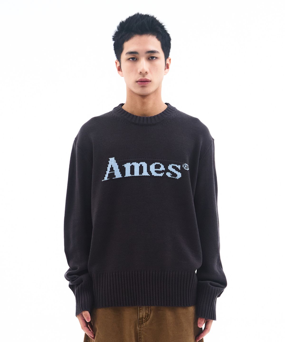 아메스 월드와이드(AMES-WORLDWIDE) BASIC PULLOVER KNIT CHARCOAL