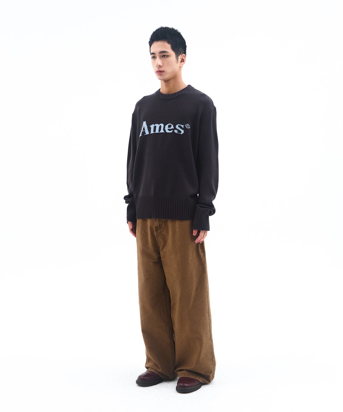 아메스 월드와이드(AMES-WORLDWIDE) BASIC PULLOVER KNIT CHARCOAL
