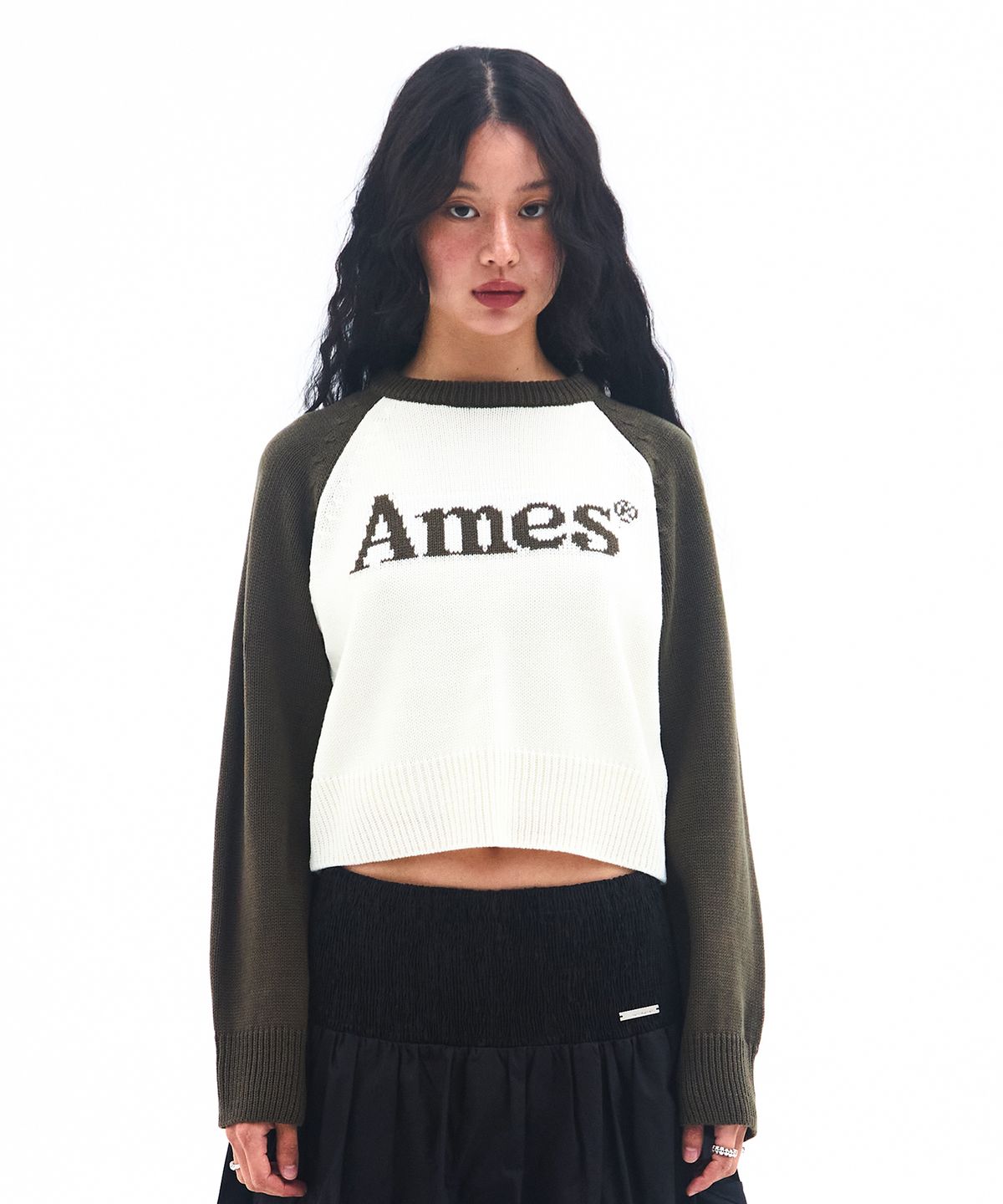 아메스 월드와이드(AMES-WORLDWIDE) BASIC RAGLAN PULLOVER KNIT KHAKI