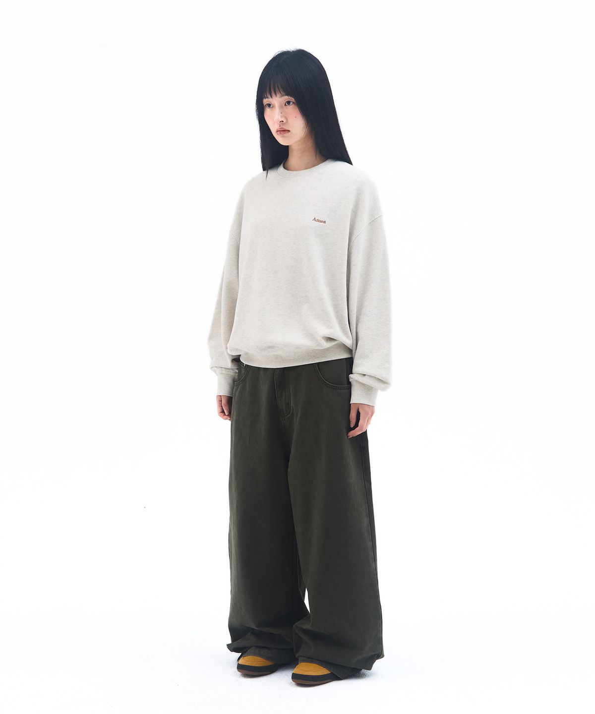 아메스 월드와이드(AMES-WORLDWIDE) BASIC SMALL LOGO SWEATSHIRT OATMEAL