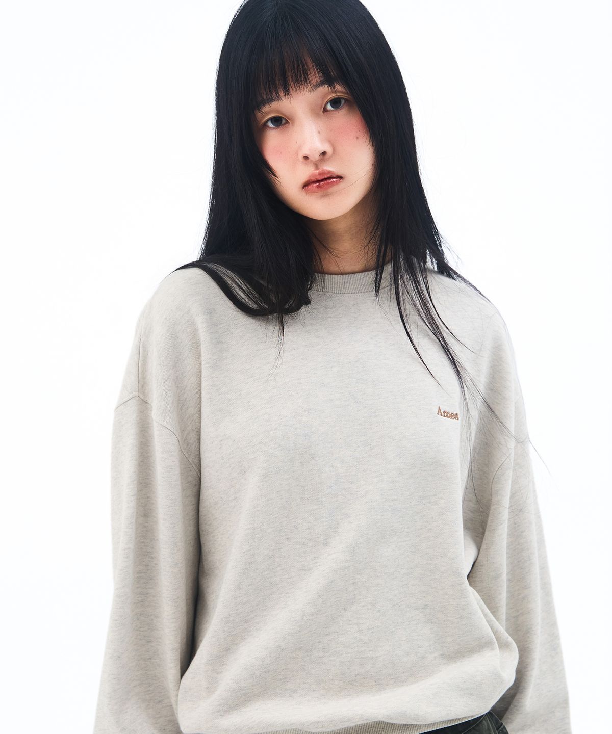 아메스 월드와이드(AMES-WORLDWIDE) BASIC SMALL LOGO SWEATSHIRT OATMEAL