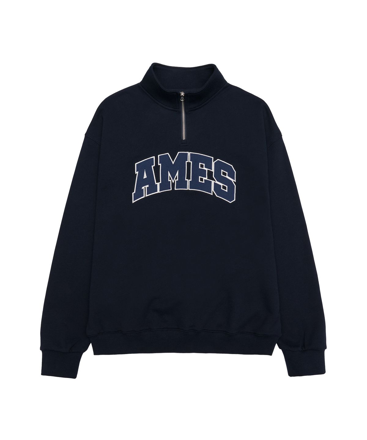 아메스 월드와이드(AMES-WORLDWIDE) BASIC APPLIQUE HALF ZIP SWEATSHIRT NAVY