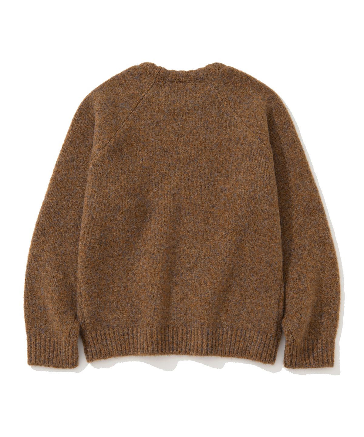 니티드(KNITTED) (UNISEX)부클 래글런 크롭 라운드 니트 CAMEL