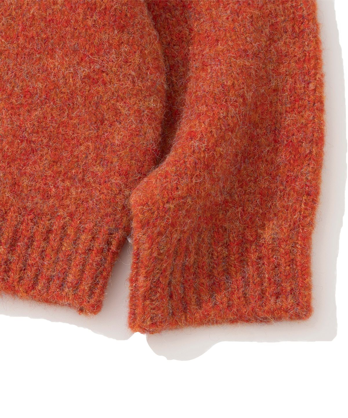 니티드(KNITTED) (UNISEX)부클 래글런 크롭 라운드 니트 ORANGE