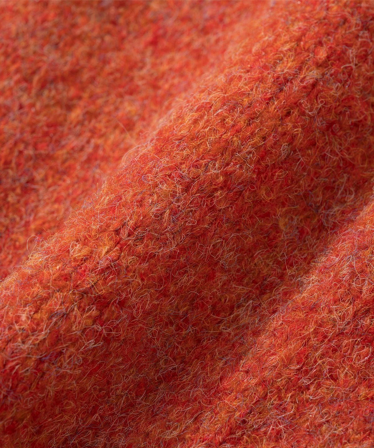 니티드(KNITTED) (UNISEX)부클 래글런 크롭 라운드 니트 ORANGE