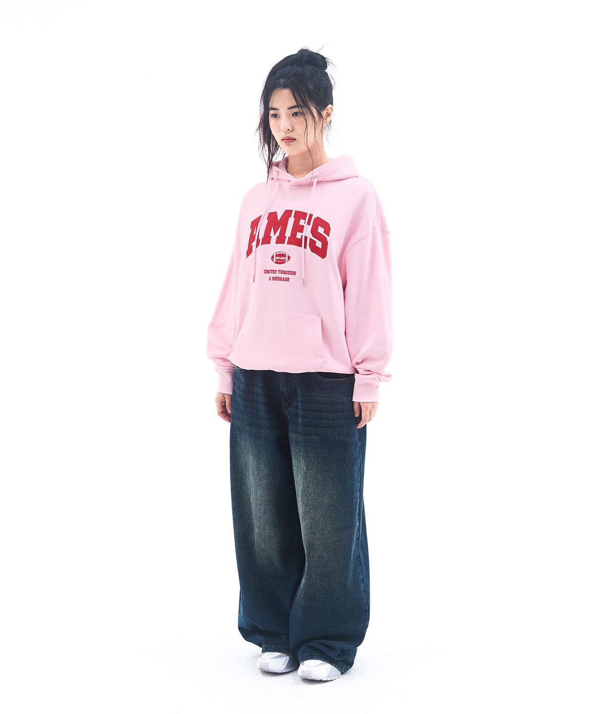 아메스 월드와이드(AMES-WORLDWIDE) BASIC APPLIQUE HOODIE PINK