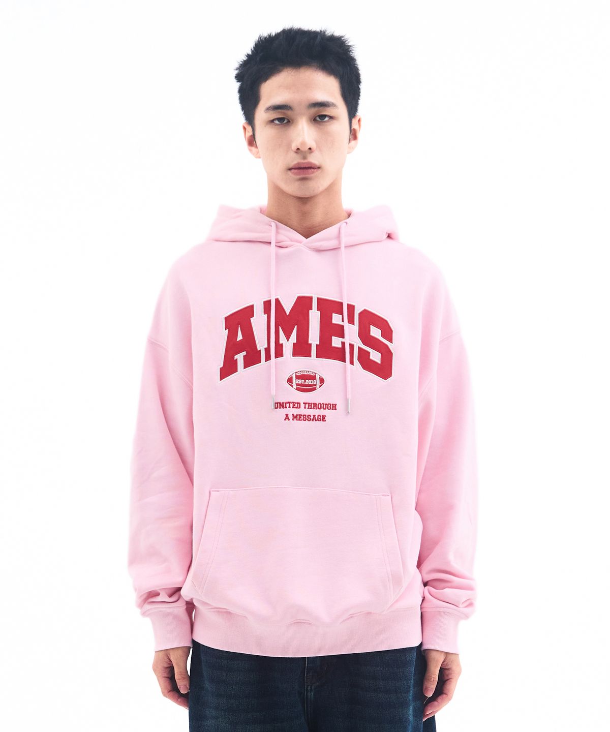 아메스 월드와이드(AMES-WORLDWIDE) BASIC APPLIQUE HOODIE PINK