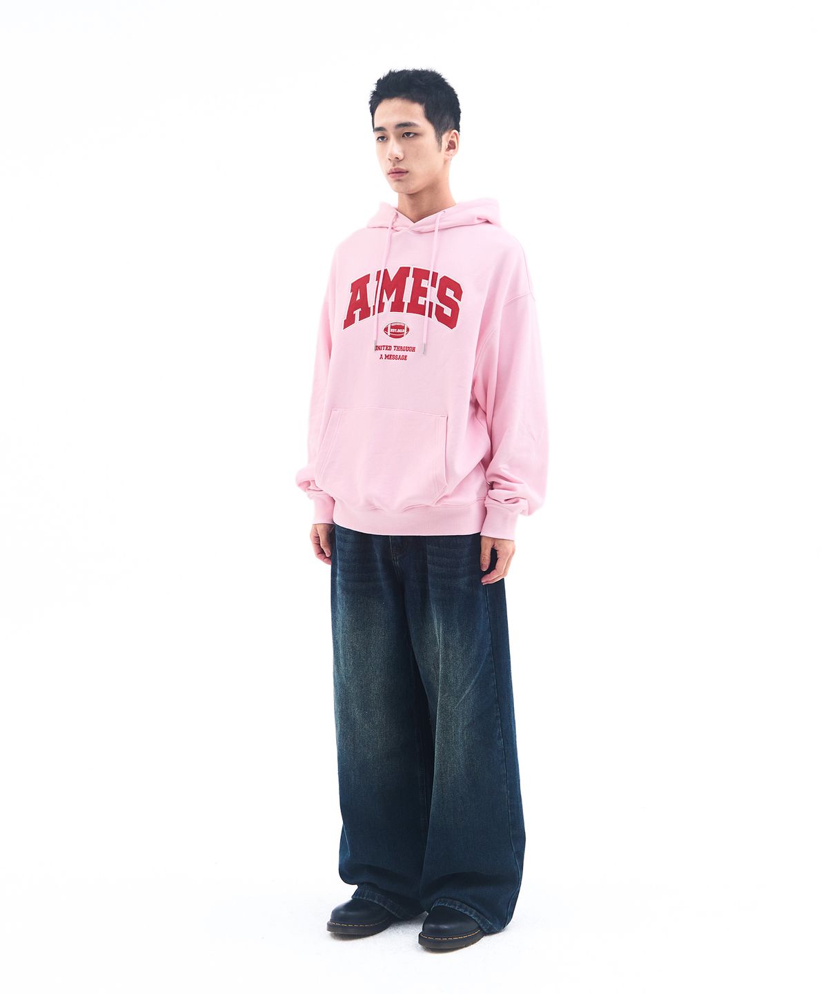 아메스 월드와이드(AMES-WORLDWIDE) BASIC APPLIQUE HOODIE PINK