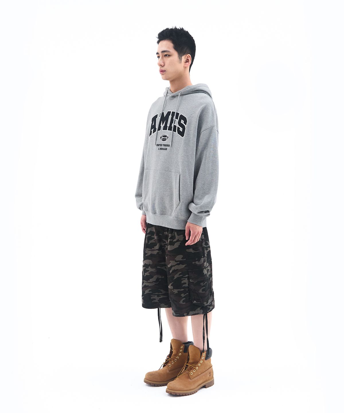 아메스 월드와이드(AMES-WORLDWIDE) BASIC APPLIQUE HOODIE GREY