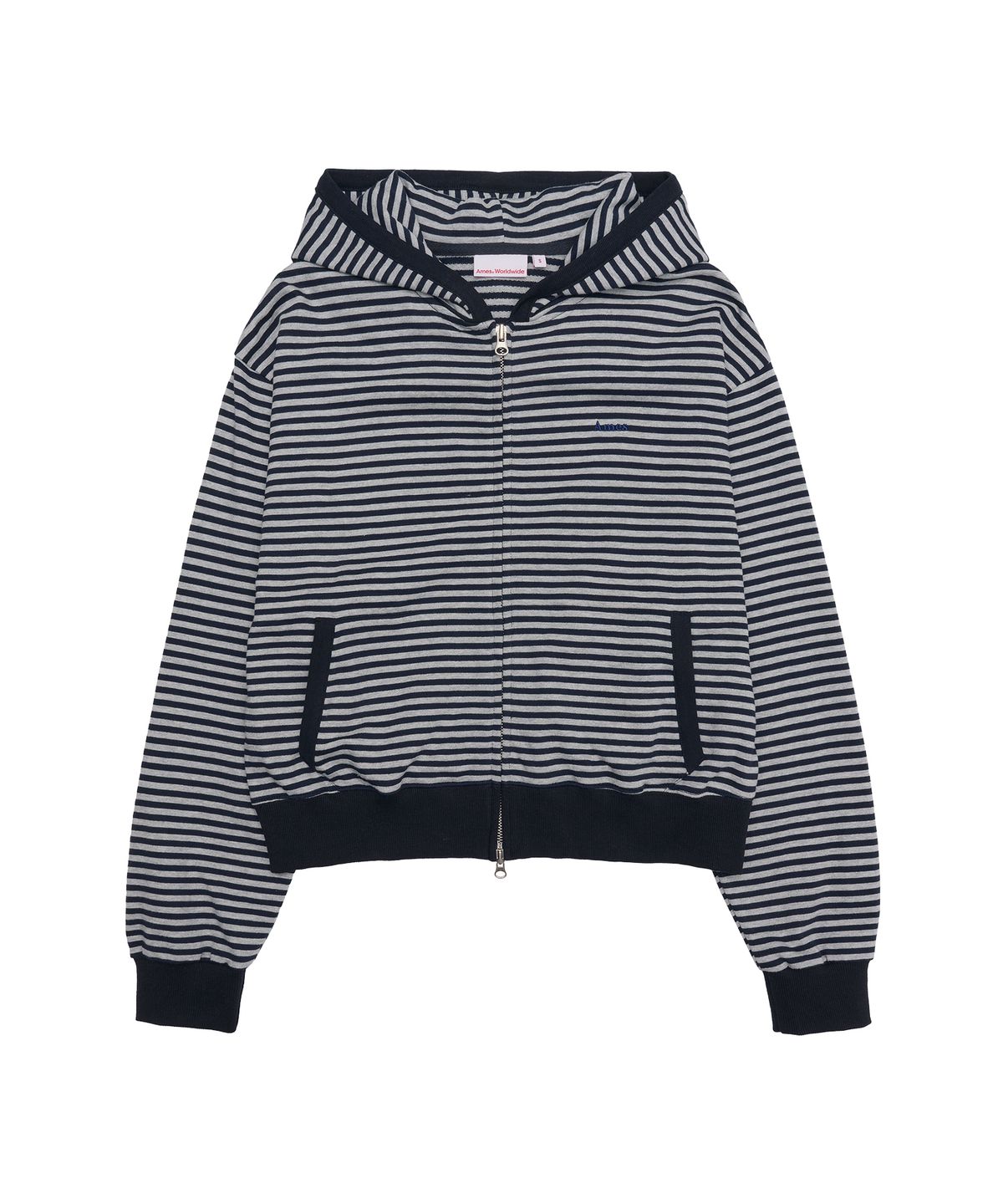 아메스 월드와이드(AMES-WORLDWIDE) STRIPE HOODIE ZIP UP NAVY