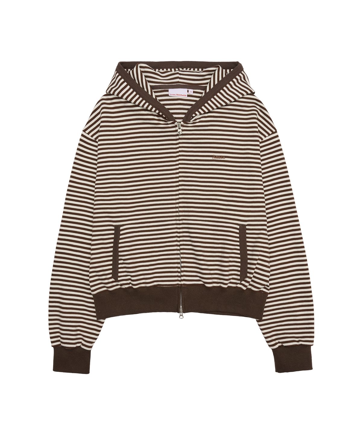 아메스 월드와이드(AMES-WORLDWIDE) STRIPE HOODIE ZIP UP BROWN