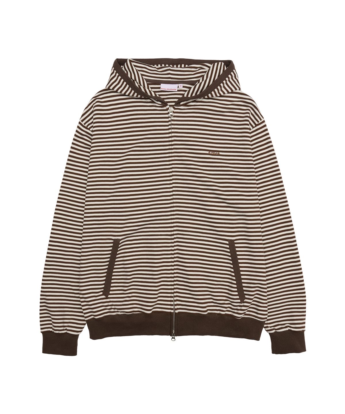 아메스 월드와이드(AMES-WORLDWIDE) STRIPE HOODIE ZIP UP BROWN