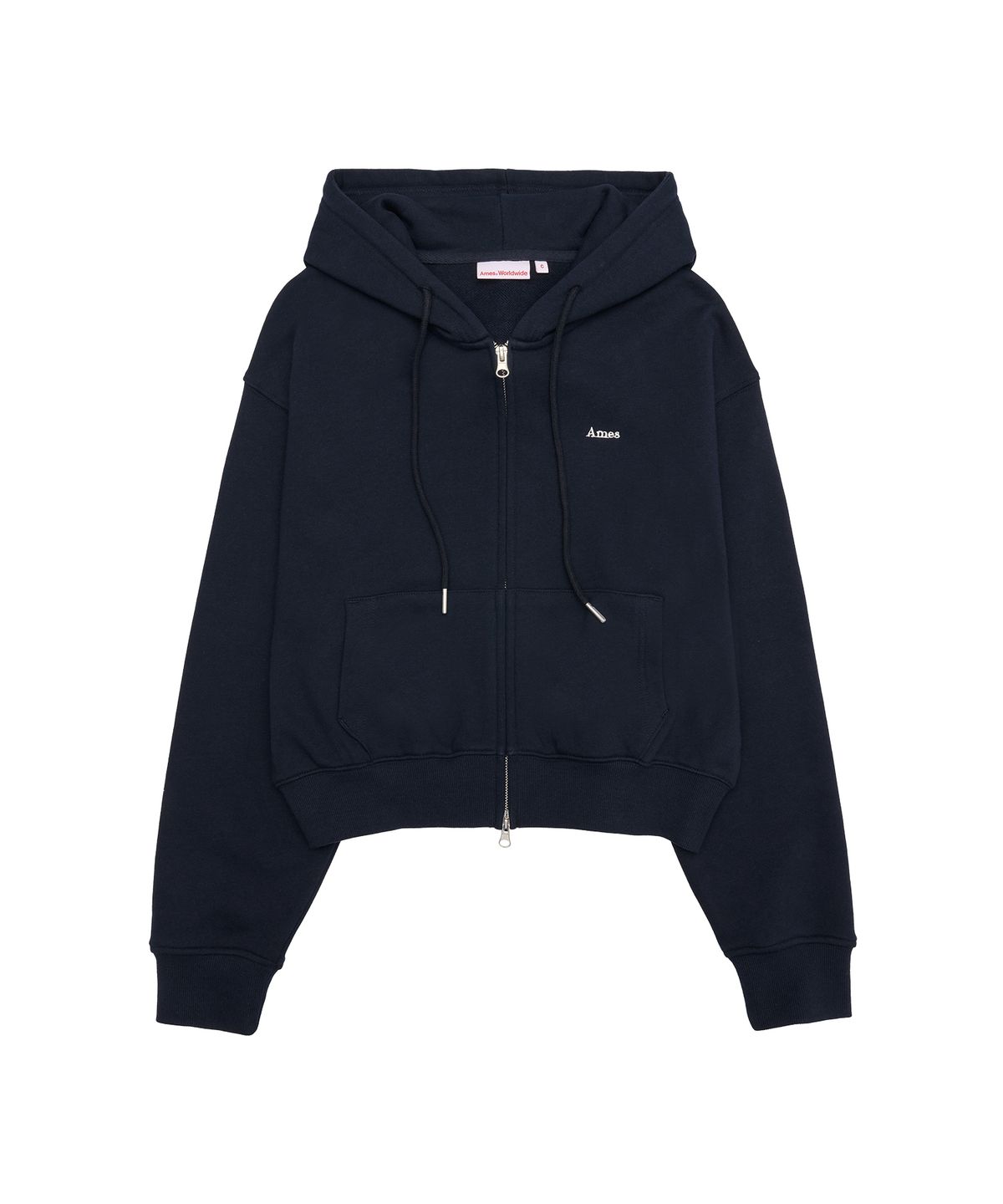 아메스 월드와이드(AMES-WORLDWIDE) BASIC SMALL LOGO HOODIE ZIP UP NAVY