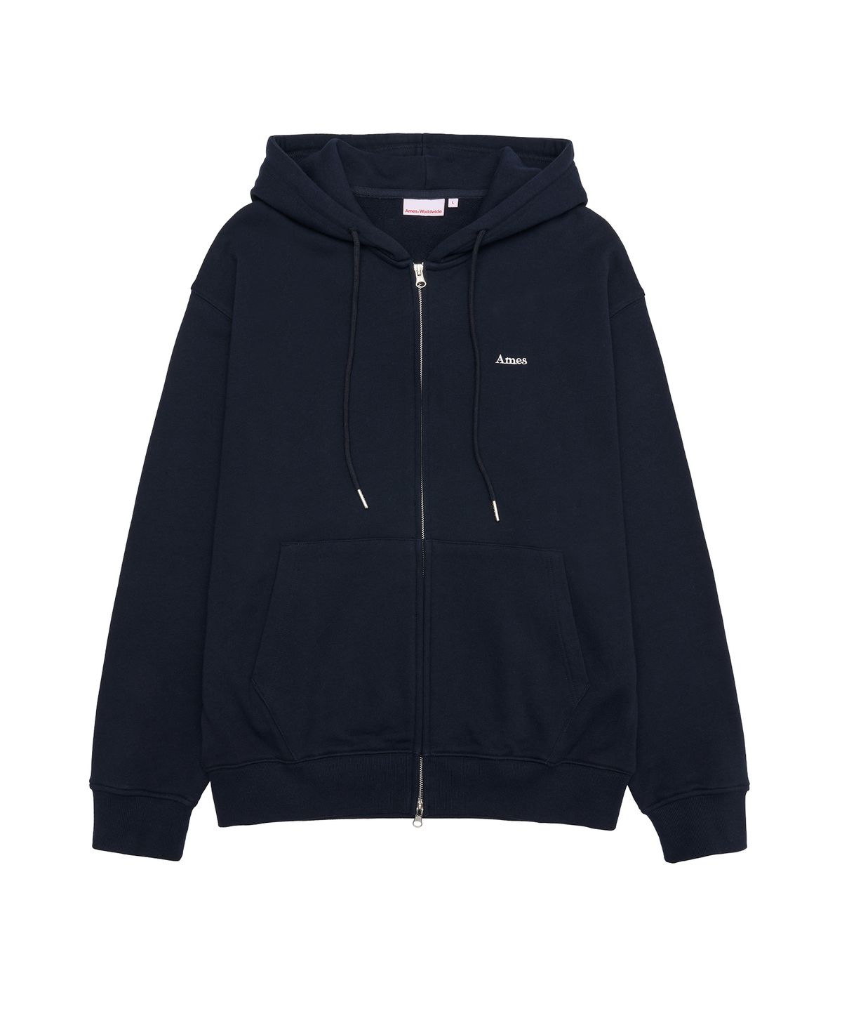 아메스 월드와이드(AMES-WORLDWIDE) BASIC SMALL LOGO HOODIE ZIP UP NAVY