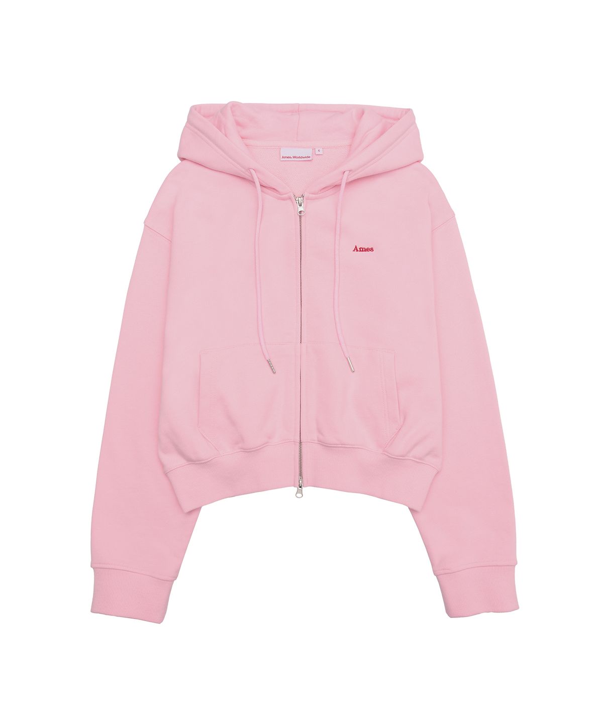 아메스 월드와이드(AMES-WORLDWIDE) BASIC SMALL LOGO HOODIE ZIP UP PINK