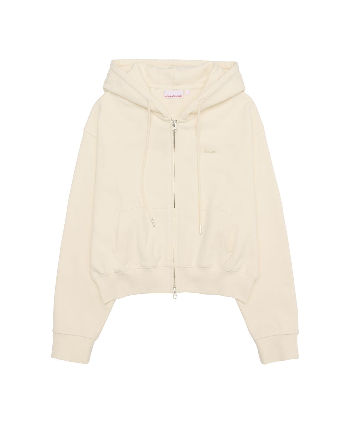 아메스 월드와이드(AMES-WORLDWIDE) BASIC SMALL LOGO HOODIE ZIP UP CREAM