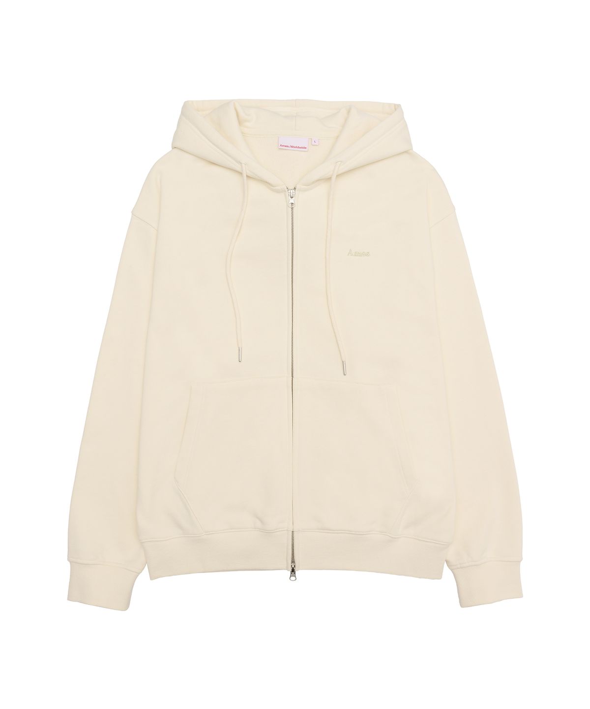 아메스 월드와이드(AMES-WORLDWIDE) BASIC SMALL LOGO HOODIE ZIP UP CREAM