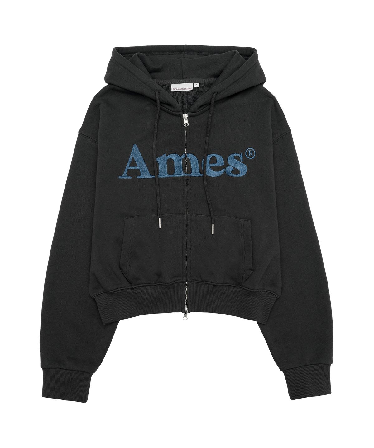 아메스 월드와이드(AMES-WORLDWIDE) BASIC LOGO HOODIE ZIP UP DEEP CHARCOAL