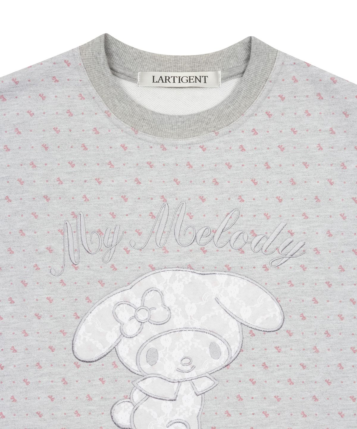 라티젠(LARTIGENT) MY MELODY LACE PATCH SWEATSHIRT(GRAY)
