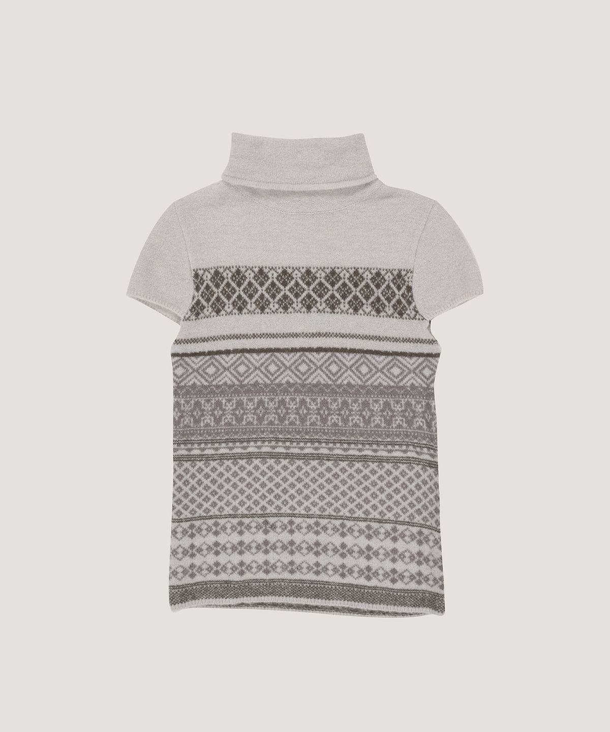 베르소(VERSO) Half Cap Sleeve Intarsia Knit Top