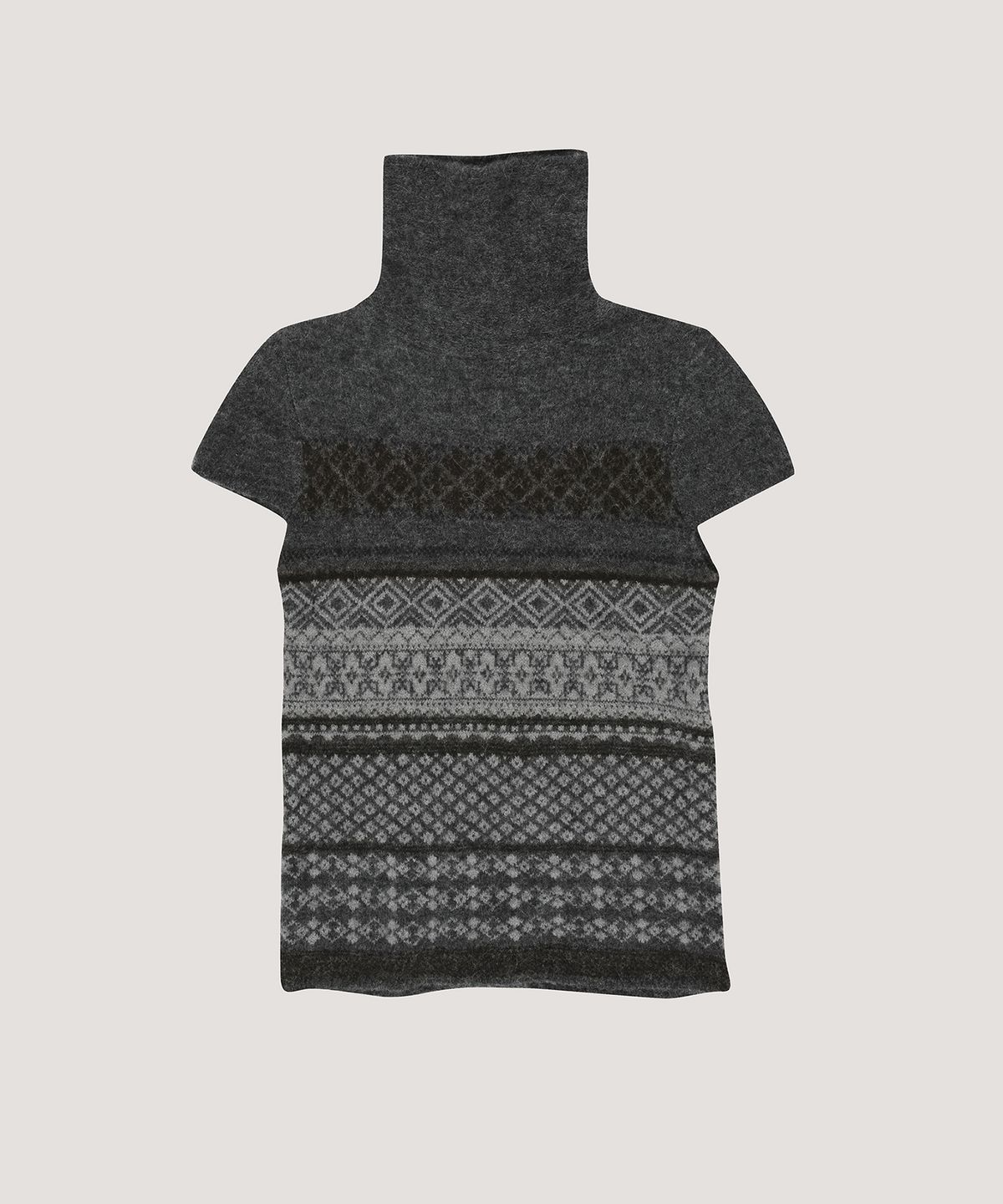 베르소(VERSO) Half Cap Sleeve Intarsia Knit Top