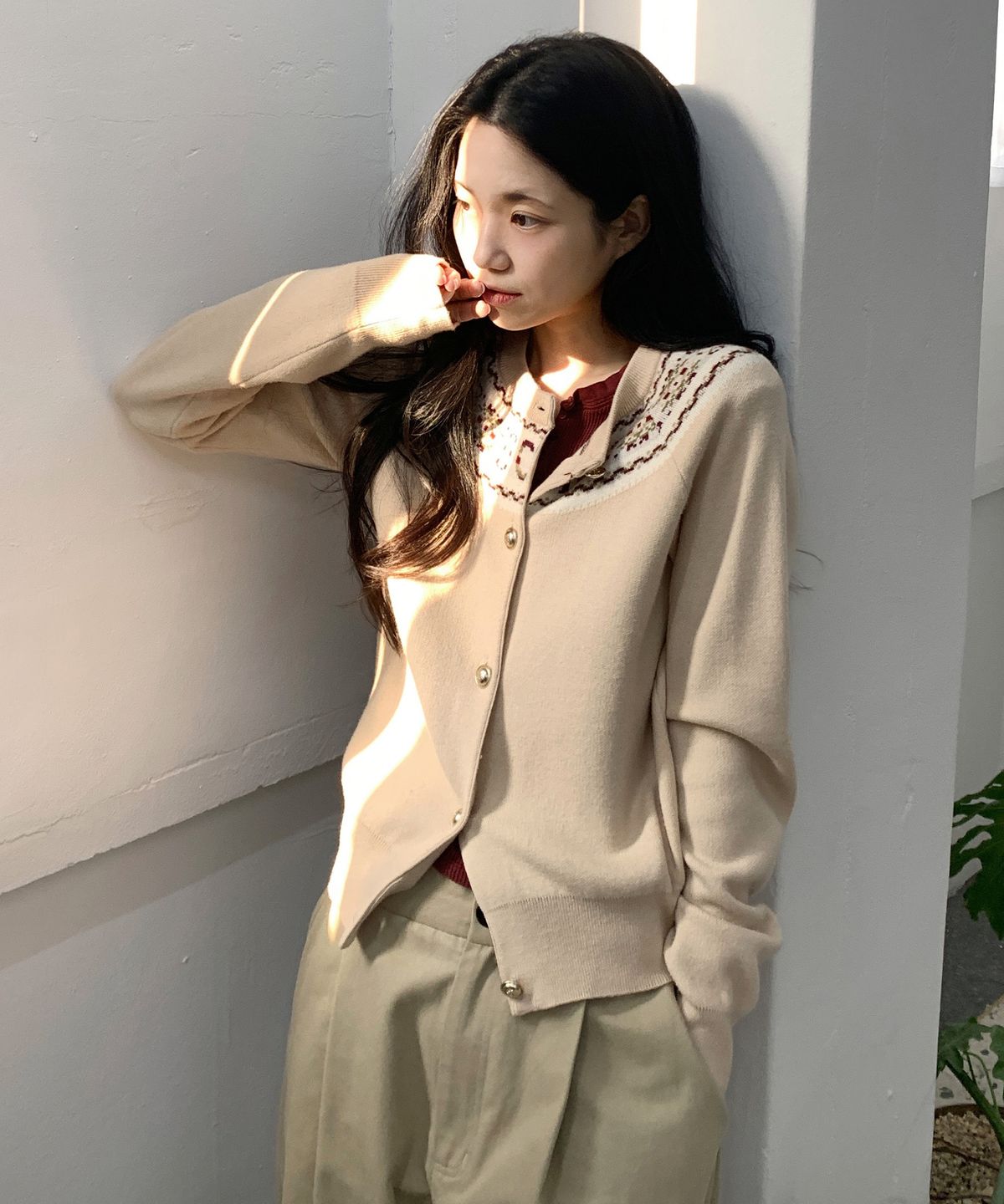 시티브리즈(CITYBREEZE) 울 노르딕 라운드넥 니트 가디건_2COLORS