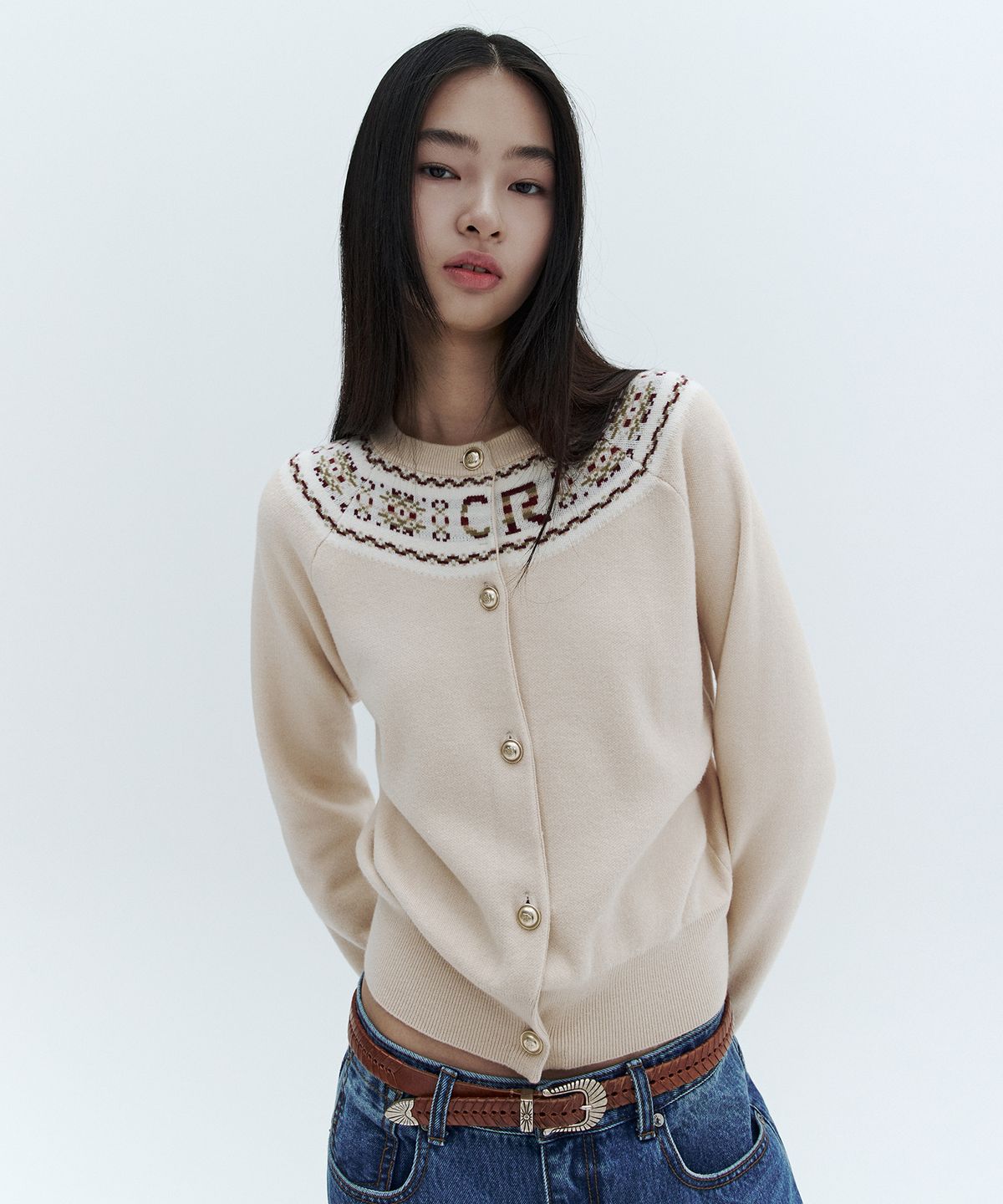 시티브리즈(CITYBREEZE) 울 노르딕 라운드넥 니트 가디건_2COLORS